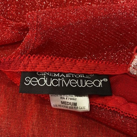 Cinema Etoile Red Shimmer Sheer Chemise Slip Size Medium - Picture 12 of 13